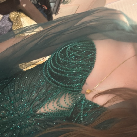 Elegant Green Beaded Dress - Picture 5 of 7
